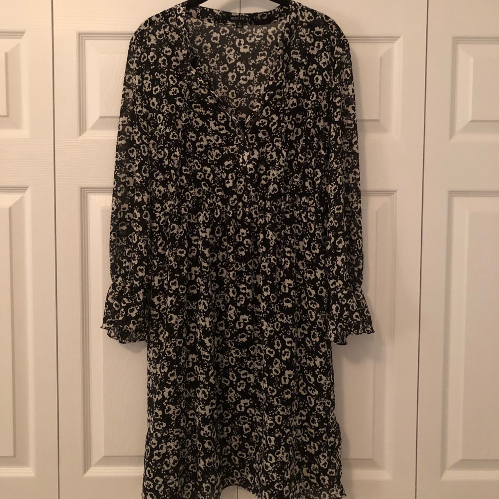 NWOT J. Crew black & white floral dress